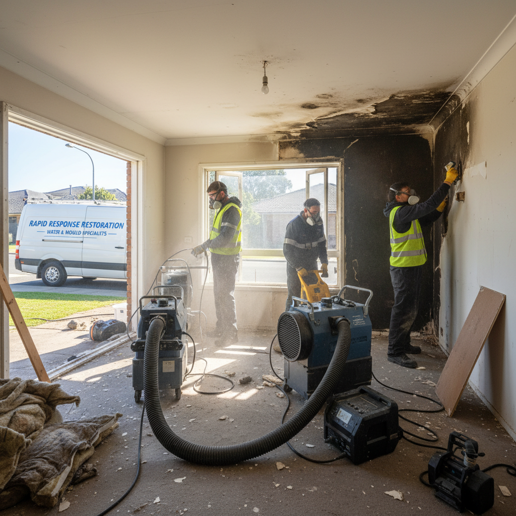 Rapid response water damage and mould specialists restoring...